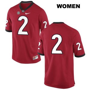Women's Georgia Bulldogs NCAA #2 Jake Camarda Nike Stitched Red Authentic No Name College Football Jersey XGK3754QB